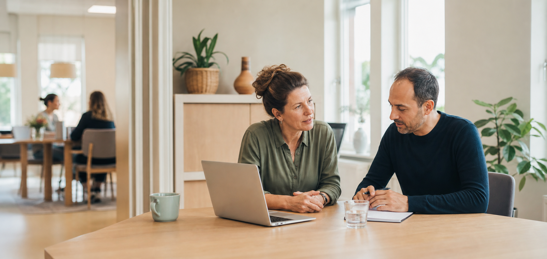 Medewerker en begeleider bespreken samen mogelijkheden voor passend werk